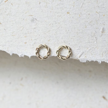 9ct Solid Gold Twisted Circle Studs, 4 of 5