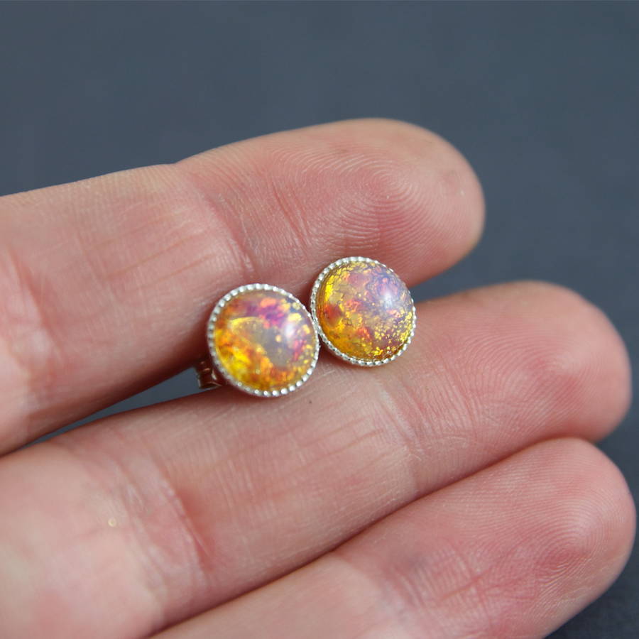 Fire Opal Studs By Penny Masquerade
