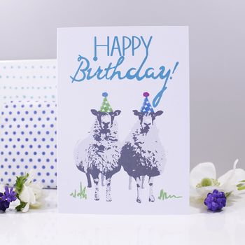 'Happy Birthday' Sheep Party Hat Card, 2 of 4