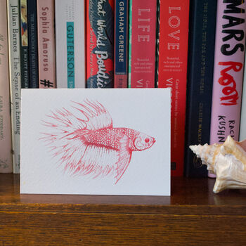 Pink Betta Fish Illustrated Blank Greeting Card, 2 of 10