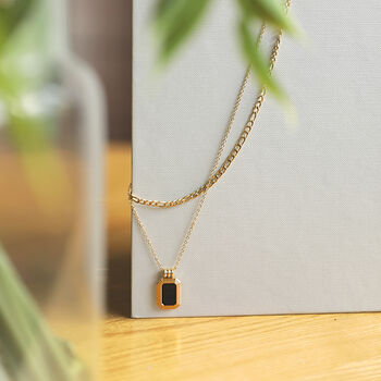 Gold Layered Necklace With Black Pendant, 4 of 6