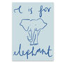 E Is For Elephant Blue Animal Kids Print Artwork, thumbnail 2 of 2