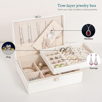 Two Tier Jewellery Storage Box Organiser Case, 5 of 7