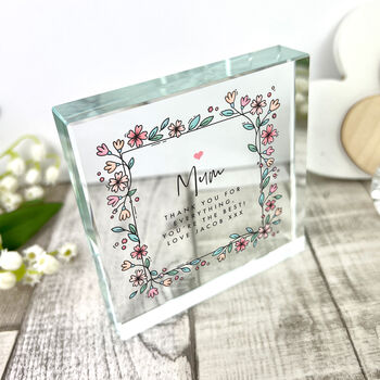 Personalised Any Message Flowers Crystal Token For Mother's Day, Birthdays And Memorials, 5 of 8