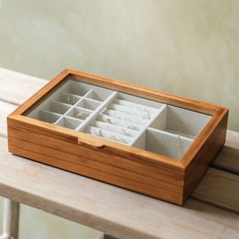 Personalised Glass Top Wooden Jewellery Box, 3 of 12