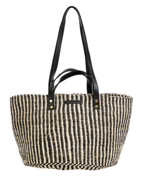 Black And Natural Pinstripe Sisal Shopper, 4 of 5