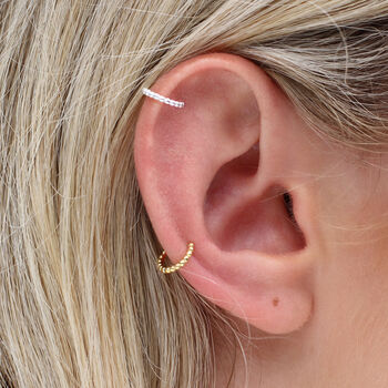 18ct Gold Plated Or Sterling Silver Bead Edge Ear Cuffs, 2 of 8