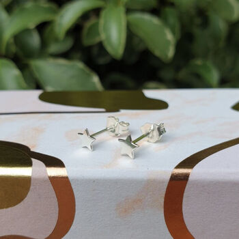 Sterling Silver 925 Solid Small Star Ear Stud Earrings, 2 of 10