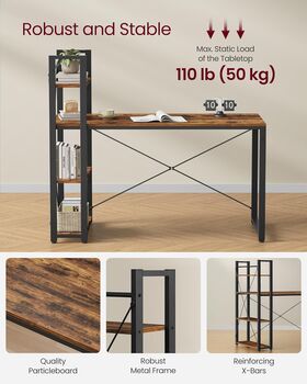 Computer Desk With Storage Shelves Industrial Style, 5 of 12