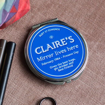 Personalised Blue Plaque Compact Mirror, 3 of 3