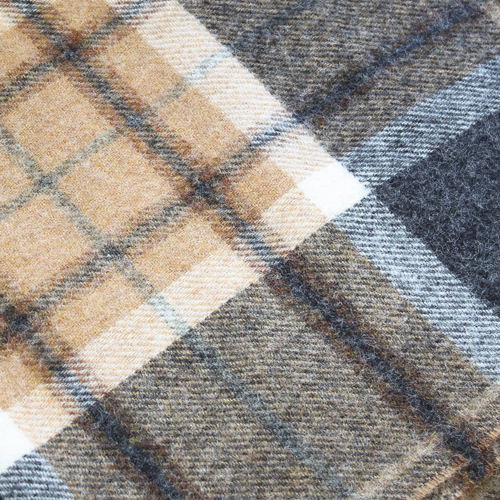Beige And Charcoal Check Shetland Wool Throw By Marquis & Dawe ...