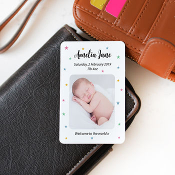 Personalised New Baby Wallet Metal Photo Cards, 2 of 4