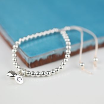 Personalised Silver Heart And Bead Friendship Bracelet, 2 of 8