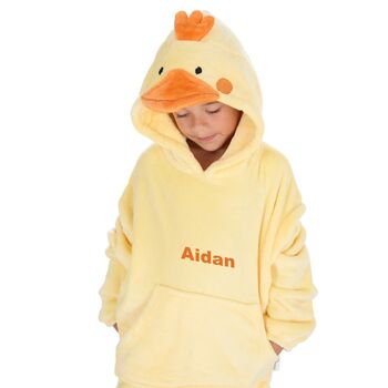 Personalised Gift Kids Novelty Duck Plush Hoodie Fleece, 4 of 5