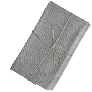 Set Of Four Striped French Grey Napkins, 3 of 4