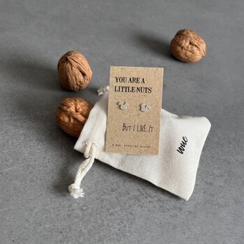 You Are Nuts Sterling Silver Squirrel Earrings, 5 of 9