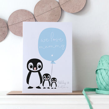 Personalised Mummy Valentine's Day Card With Penguins, 2 of 4