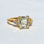 Green Amethyst Emerald Cut Ring In Sterling Silver And Gold, thumbnail 5 of 12