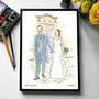Wedding Couple Illustrated Portrait, thumbnail 1 of 6
