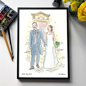 Wedding Couple Illustrated Portrait, 2 of 12