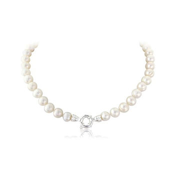 Medium White Potato Pearl Necklace With Bolt Ring Clasp, 3 of 5