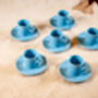 Set Of Six Porcelain Espresso Cup And Saucer Blue, thumbnail 5 of 8