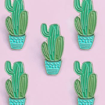 Gold And Blue Cactus Enamel Pin, 3 of 8