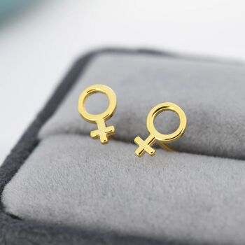 Sterling Silver Female Symbol Stud Earrings, 3 of 11