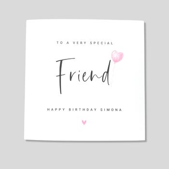 Birthday Card Personalised Friend Pink Balloon, 2 of 4