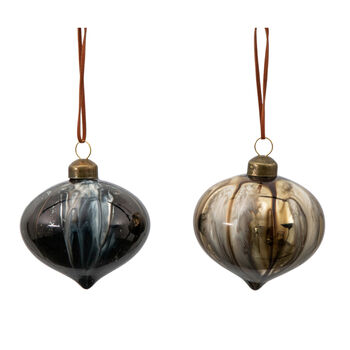 Set Of Six Black / Gold Marble Effect Baubles, 2 of 5