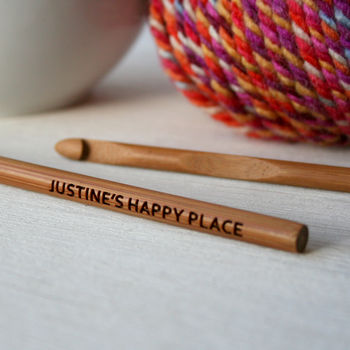 Personalised Happy Place Bamboo Crochet Hook, 2 of 4