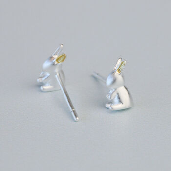 Sterling Silver Rabbit Stud Earrings, 3 of 5