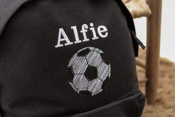 Personalised Embroidered Black Football Kids Backpack, 2 of 6