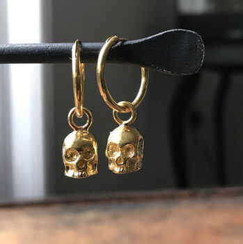 Silver Skull Hoop Earrings, 2 of 11