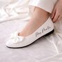 Personalised Bridal Prom White Bow Pump Slip On Flats, thumbnail 1 of 6