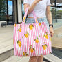 Tote Bag Cotton Pink Lemon Quilted Beach Bag Shopper, thumbnail 3 of 5