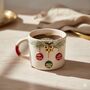 Gold Bow Handmade Ceramic Christmas Mug With Hanging Ornament Design, thumbnail 1 of 2