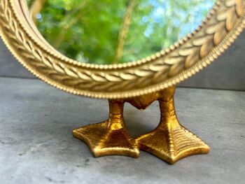 Gold Duck Leg Tabletop Mirror Round Vanity Accent Decor, 7 of 8
