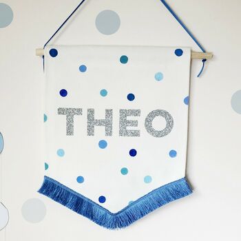 Customised Fabric Name Banner With Polka Dots, 2 of 6