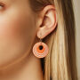 Orange And Cream Stripey Circular Earrings, thumbnail 2 of 6