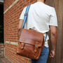 'Rigby' Personalised Leather Messenger Bag In Tan, thumbnail 1 of 10