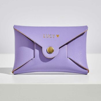Personalised Lilac Leather Card + Coin Purse, 3 of 6