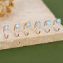 Blue Opal 4mm Open Huggie Hoop Earrings In Sterling Silver, thumbnail 5 of 12
