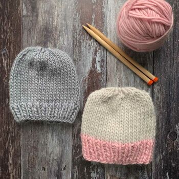 Classic Merino Wool Beanie Hat Diy Knitting Kit, 5 of 6