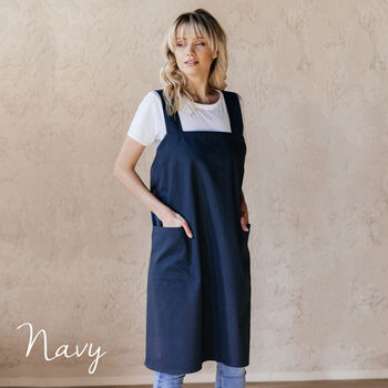Cotton Crossover Pinafore Apron With Pockets, 5 of 12