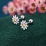 Sterling Silver Daisy Internally Threaded Flat Back/ Screw Back /Stud Earrings, thumbnail 6 of 12