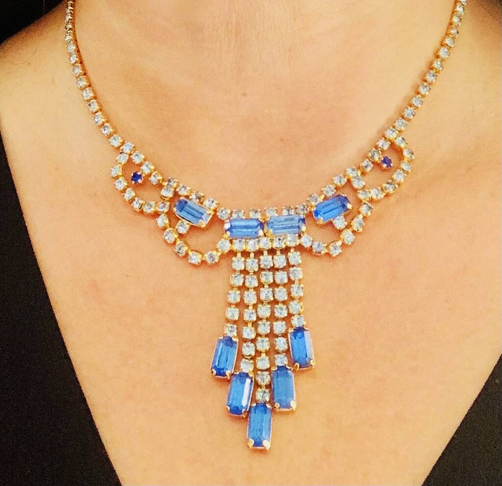 Original 1950s Blue Rhinestone Diamante Necklace By Vintage Candy ...