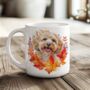 Personalised Dog Mug Cockapoo In An Autumn Wreath, thumbnail 1 of 2