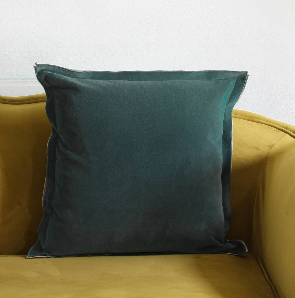 teal blue and linen cushion cover by marquis & dawe