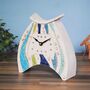 Mantel Handmade Clock With Blue And Green Wavy Stripes, thumbnail 3 of 7